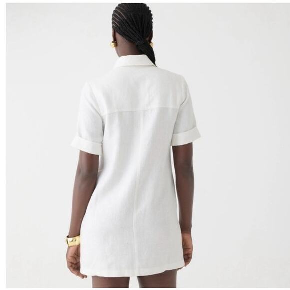 NWT J. Crew Gamine Shirtdress In White Linen Gold Button Detail 2 - Picture 2 of 10